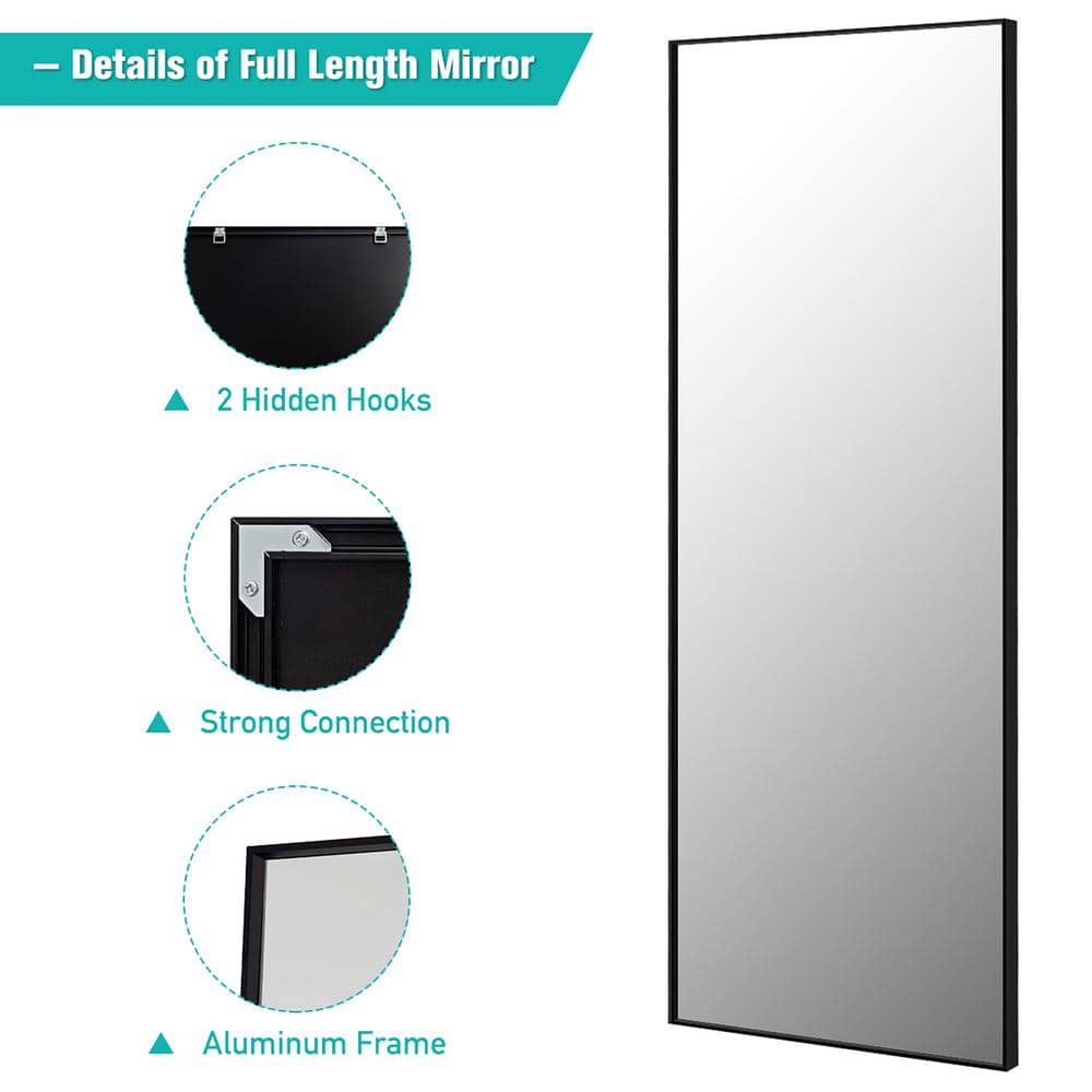 Elegant Full-Length Black and Gold Wood Framed Standing Mirror