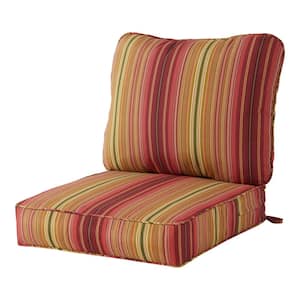 Kinnabari Stripe 25 in. x 22 in. 2-Piece Deep Seating Outdoor Lounge Chair Cushion Set