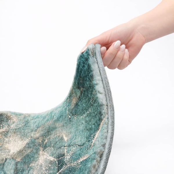 Dream Shag Premium Machine Washable Abstract ADS518 Teal 5 ft. x 7 ft. 6 in. Area Rug