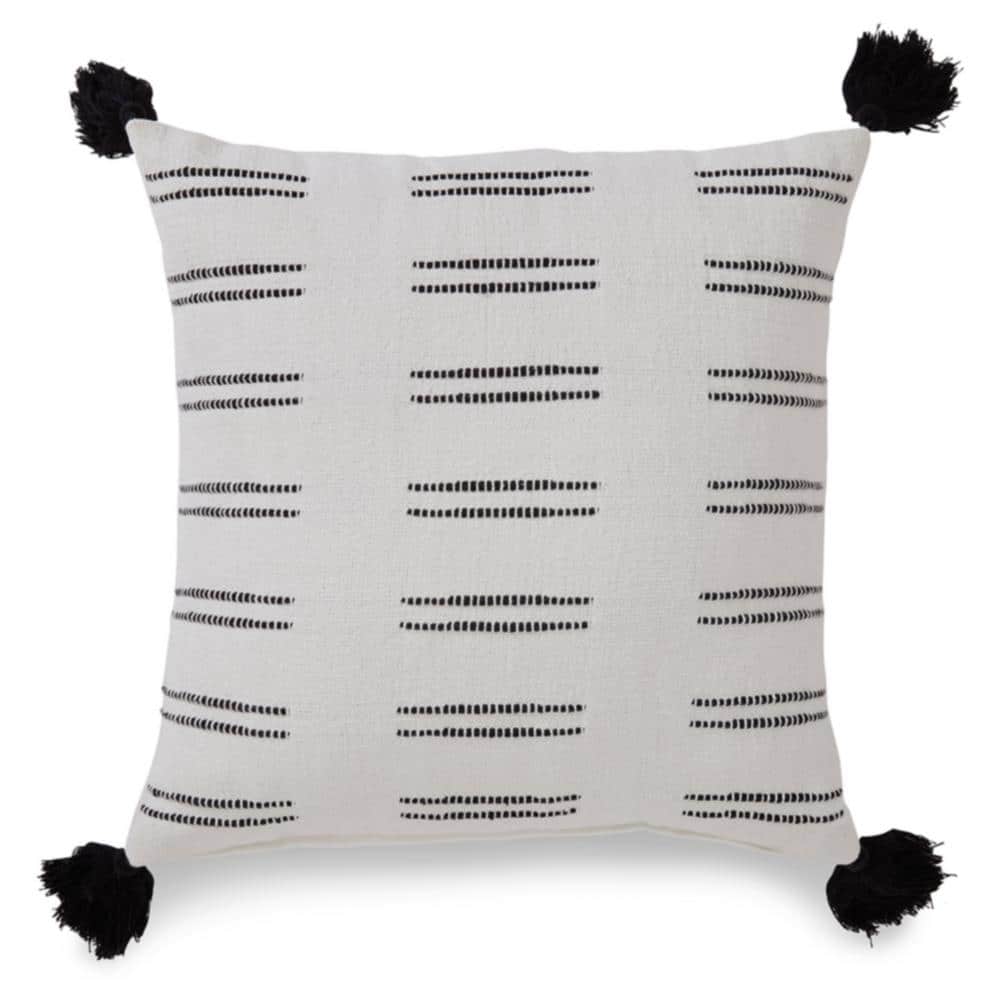 Mudderly 20" Black and White Cotton Throw Pillow