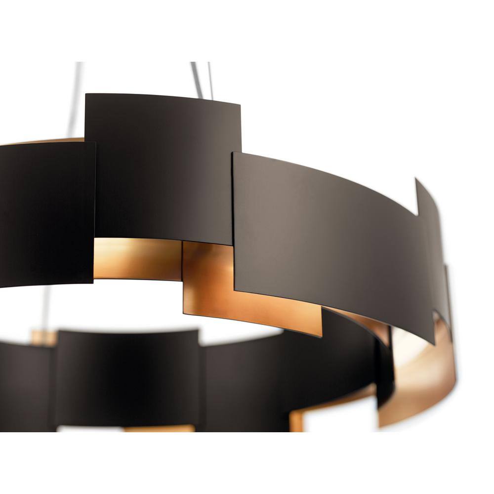 Satin Nickel 26.5" Modern LED Drum Pendant with Black Shade