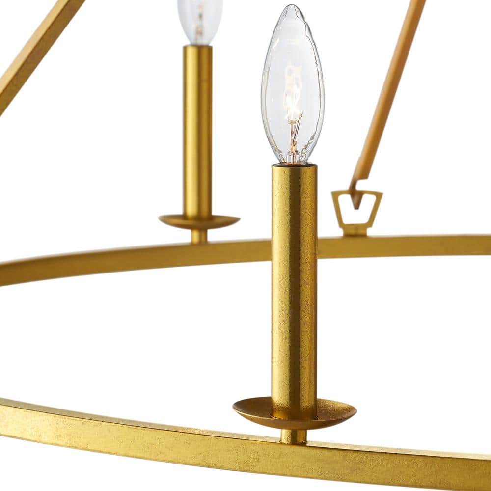 Gold 12-Light Wagon Wheel Candle Chandelier