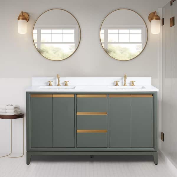 Vanity Art 60 in. W x 22 in. D x 34 in. H Double Sink