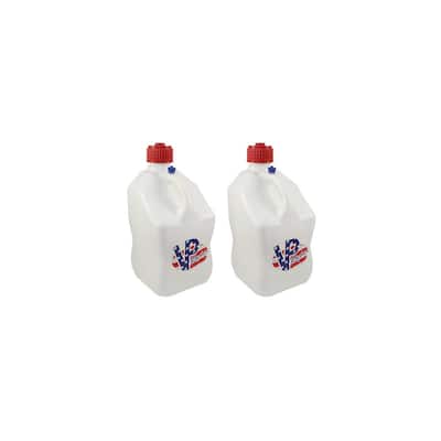 Fuels 5 Gal. Square Racing Utility Jug, White and Patriotic (2-Pack)