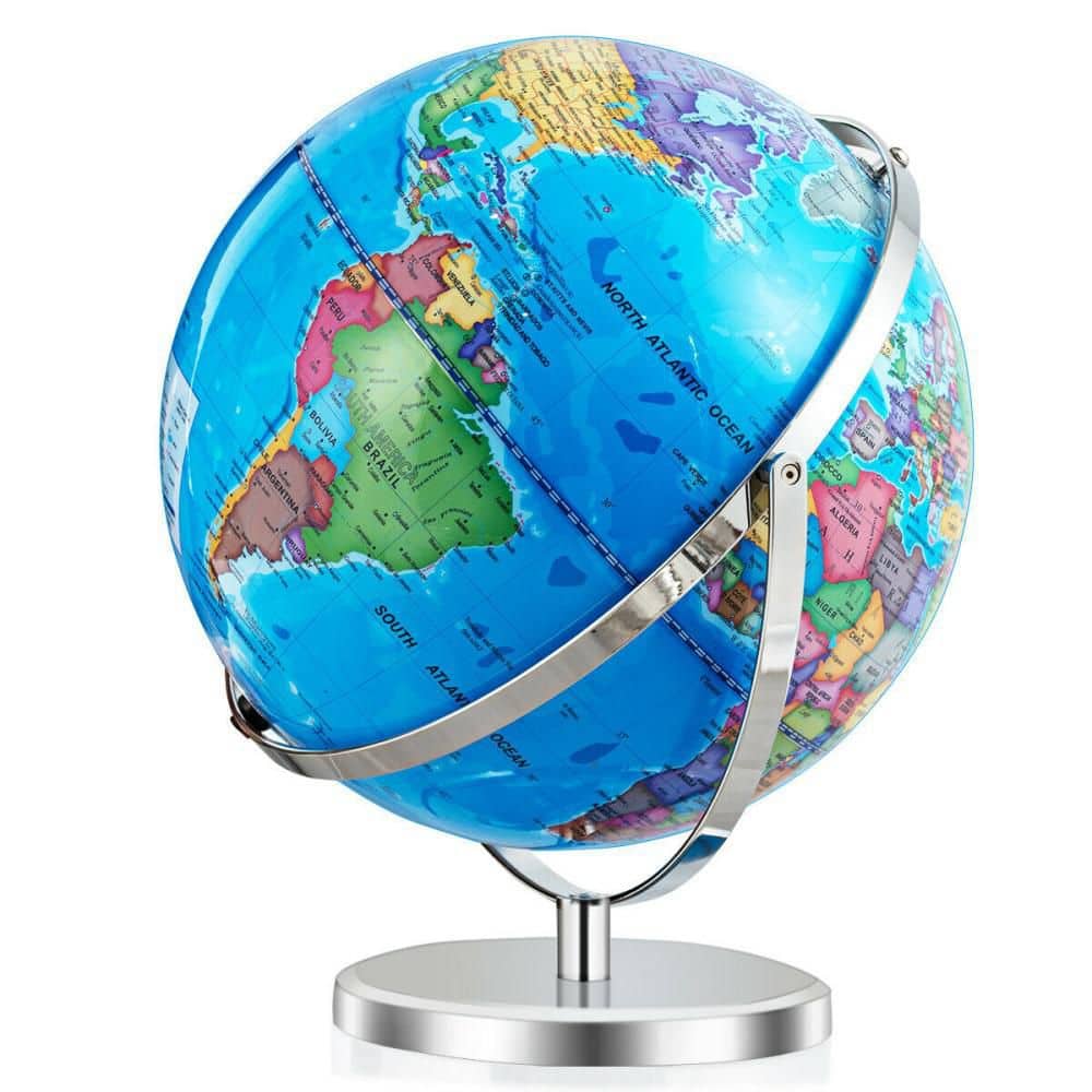 Gymax 13 in. Illuminated World Globe 720° Rotating Education