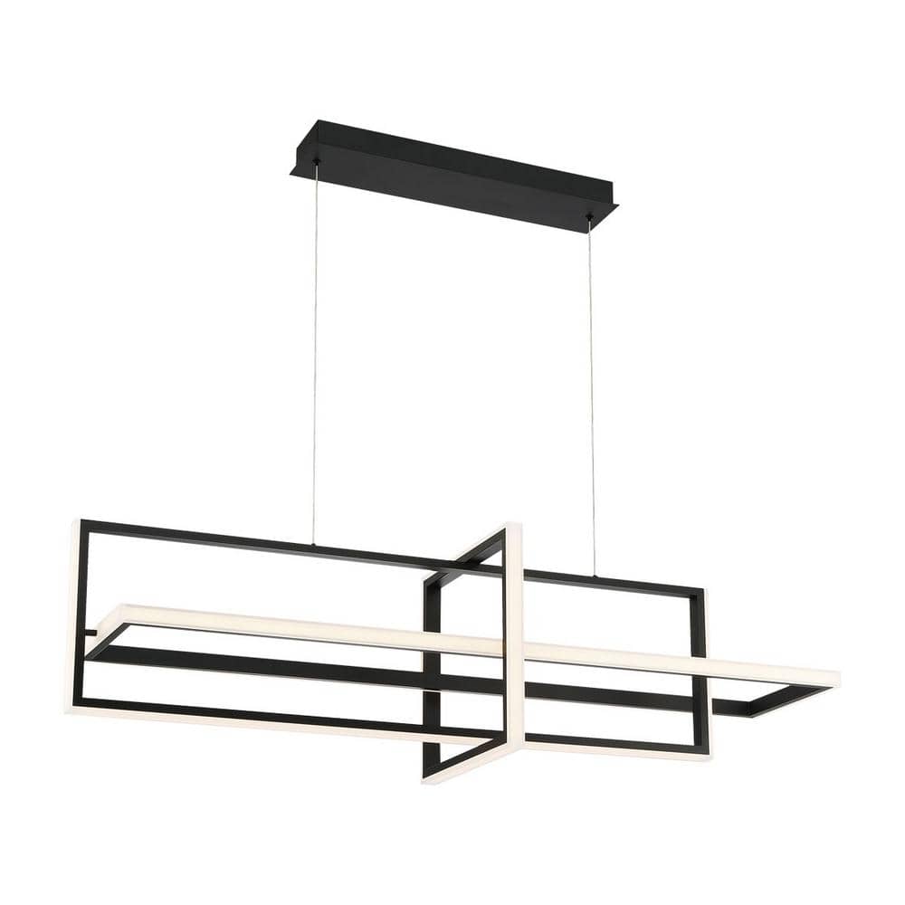 Matte Black Geometric LED Chandelier with Acrylic Frame