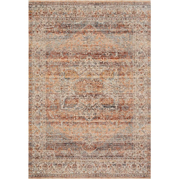 Lourdes Tangerine/Ocean 2 ft. 7 in. x 12 ft. Distressed Oriental Runner Area Rug