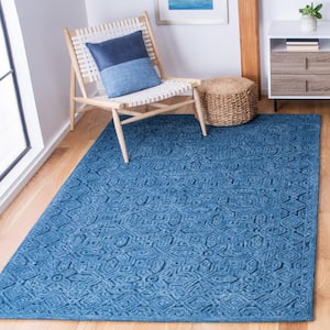 Textural Dark Blue 6 ft. x 9 ft. Solid Color Geometric Area Rug