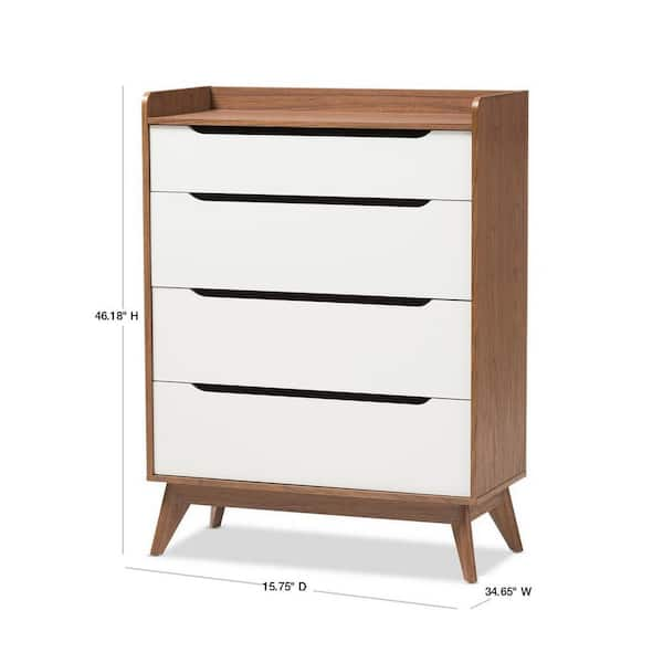 Baxton Studio Brighton 4 Drawer White and Brown Chest 28862 7495