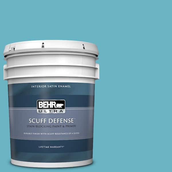 BEHR ULTRA 5 gal. #530D-5 Riverside Blue Extra Durable Satin Enamel Interior Paint & Primer