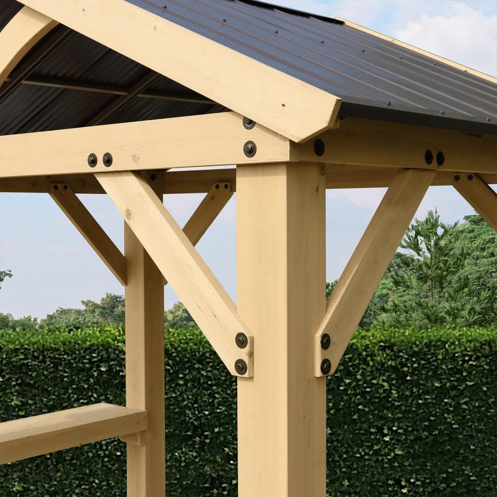 Meridian Cedar Grilling Pavilion with Brown Aluminum Roof