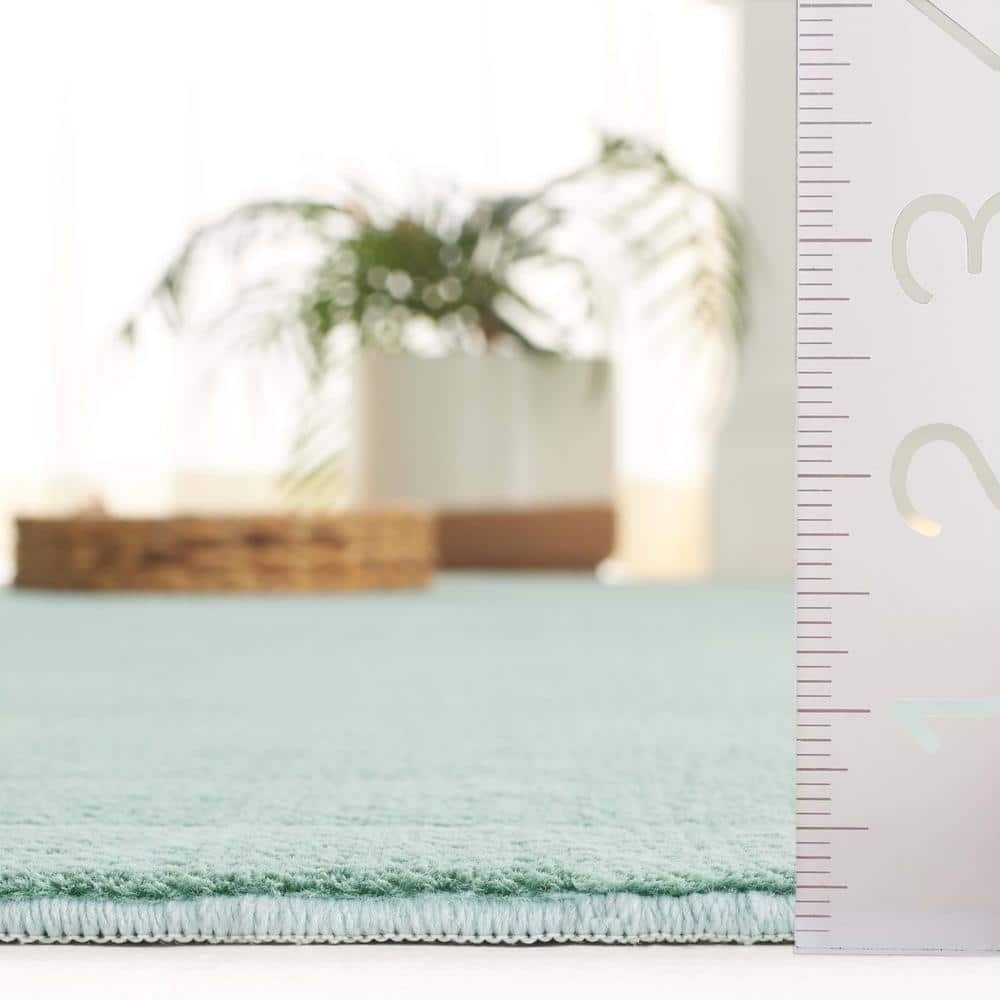 Sage Green Faux Rabbit Fur Washable 4' x 6' Area Rug