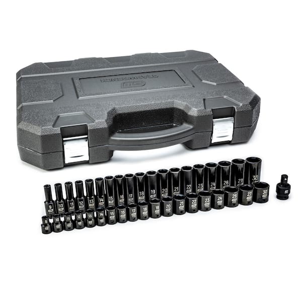 1/2 in. Drive 6-Point Metric Standard & Deep Impact Socket Set (39-Piece)