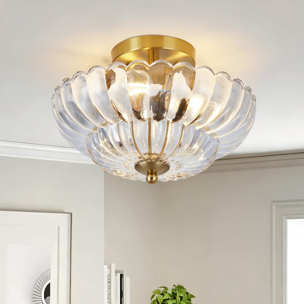 60W 3-Light Semi Vintage Flush Mount Retro Ceiling Light Clear Glass For Hallway Living Room Kitchen Bedroom Bathroom price history on PriceWatchPro