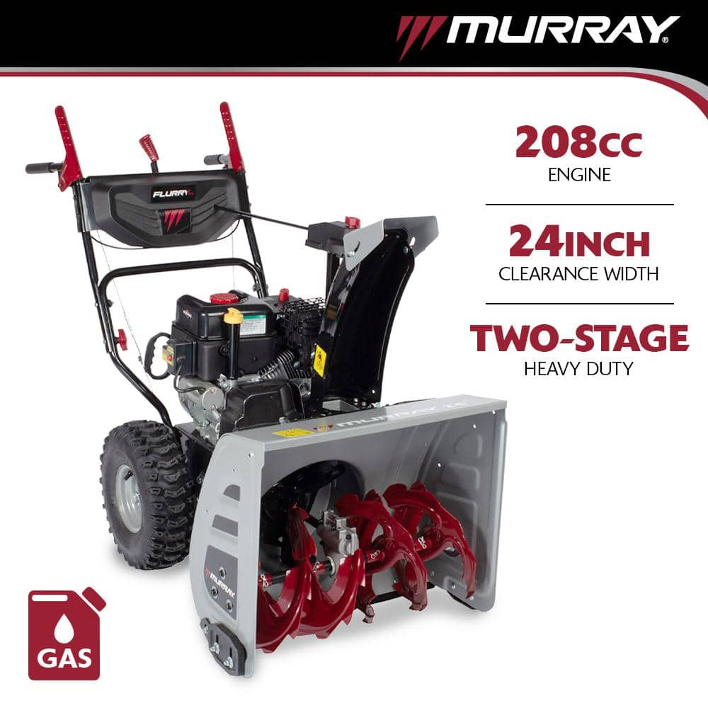 Murray Flurry XL 24 in. 208 CC Self Propelled 2-Stage Gas Snow Blower ...