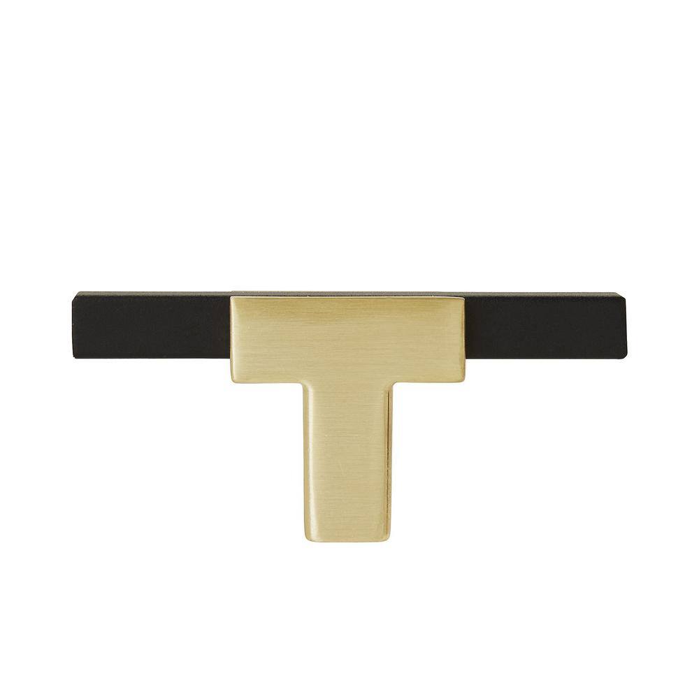 Urbanite Brushed Gold and Matte Black T-Handle Knob