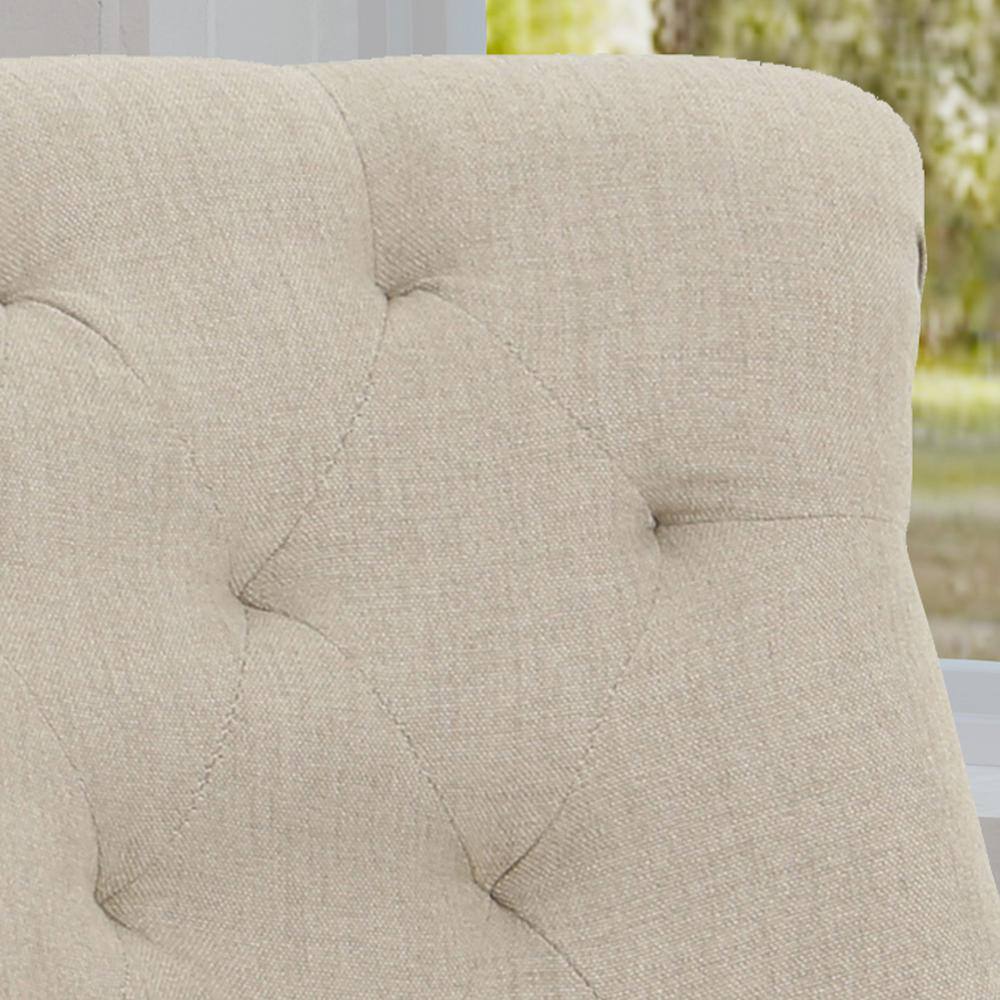 Light Brown Tufted Fabric Swivel Desk Chair with Chrome Base