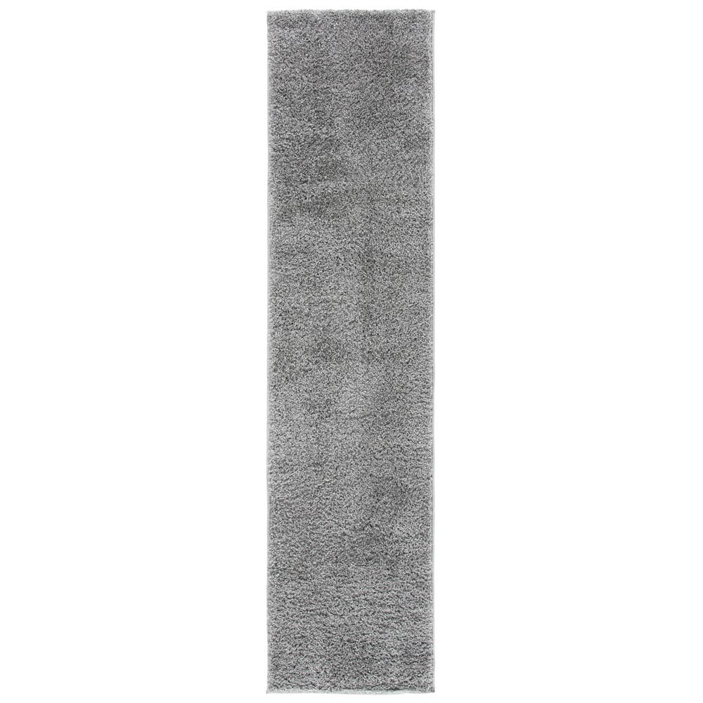 SAFAVIEH August Shag 2 ft. x 8 ft. Gray Solid Color Runner Rug AUG522G ...