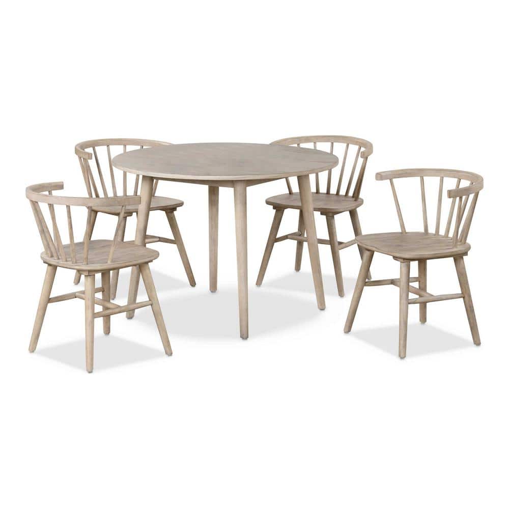 Veneten 5-Piece Natural Oak Wood Top Dining Room Set (Seats 4) -  Furniture of America, IDF-3102NTRT5PC