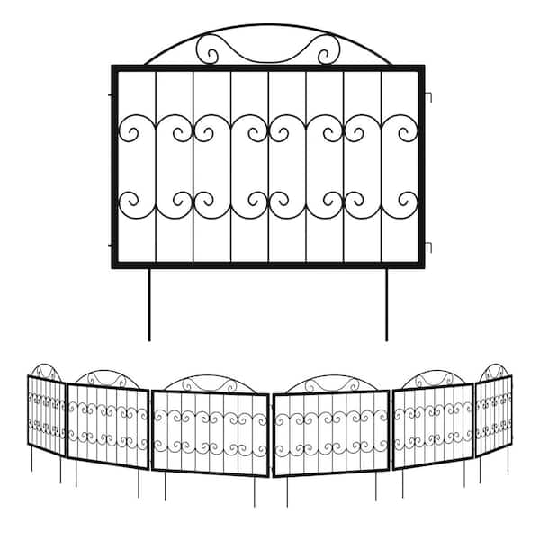 Dovelina 24 in. Black Metal Decorative Outdoor Garden Border Fence (6-Pack)