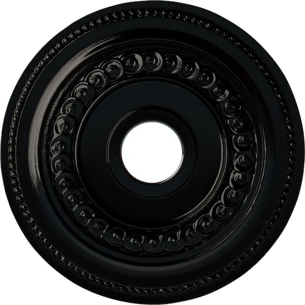 Ekena Millwork 7/8 in. x 18 in. x 18 in. Polyurethane Oldham Ceiling Medallion, Black Pearl
