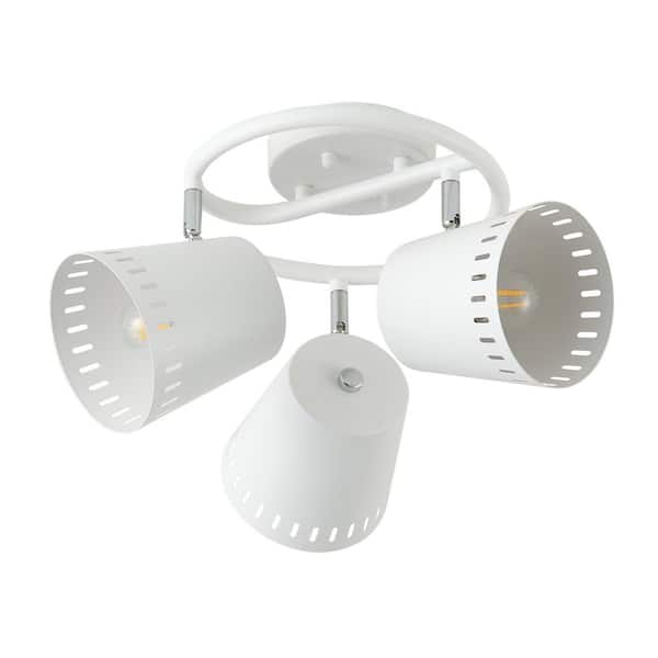 aiwen Modern 13.78 in. 3-Light White Semi-Flush Mount Adjustable Close to Ceiling Ligting with Metal Shades