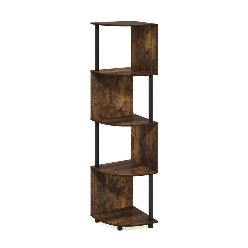 Econ 57.72 in. Tall Amber Pine/Black Wood 4-Shelf Zigzag Corner Bookcase price history on PriceWatchPro