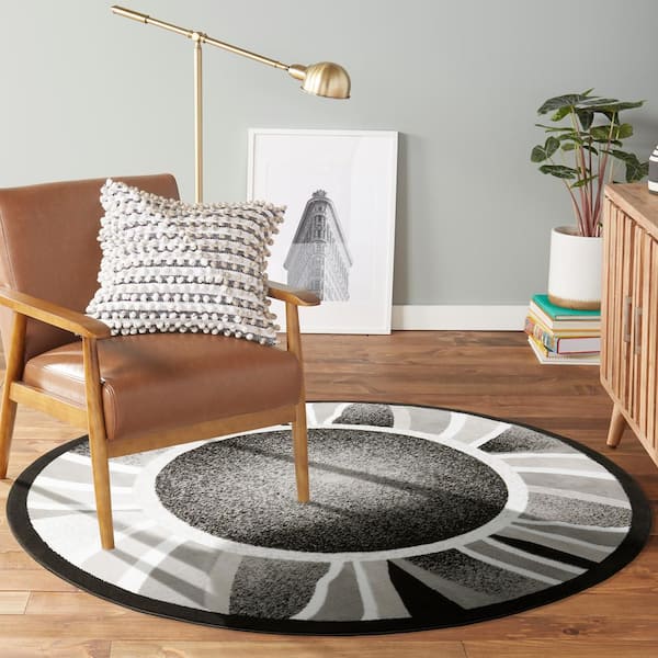 Premium Rizzy Black/Grey 8 ft. Border Round Area Rug
