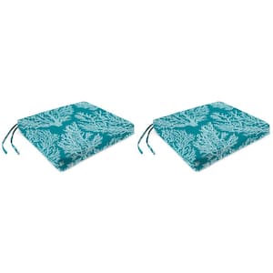 19 in. L x 17 in. W x 2 in. T Outdoor Rectangular Chair Pad Seat Cushion in Seacoral Turquoise (2-Pack)