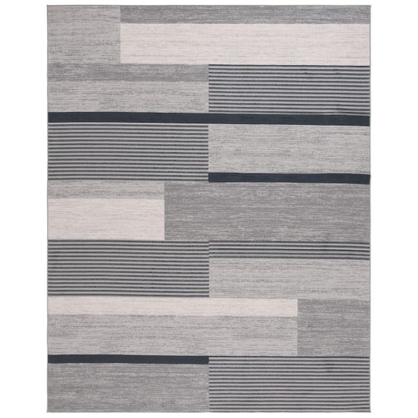 Odyssey 9 ft. x 12 ft. Gray/Black Ivory Abstract Striped Area Rug