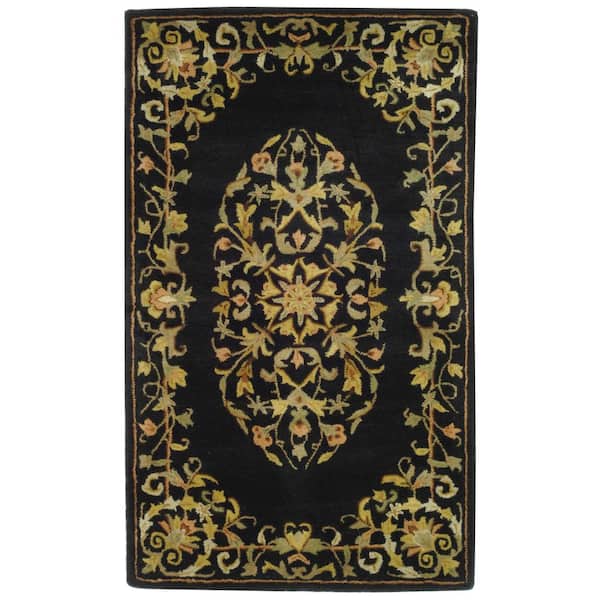 SAFAVIEH Heritage Black Doormat 3 ft. x 5 ft. Border Area Rug
