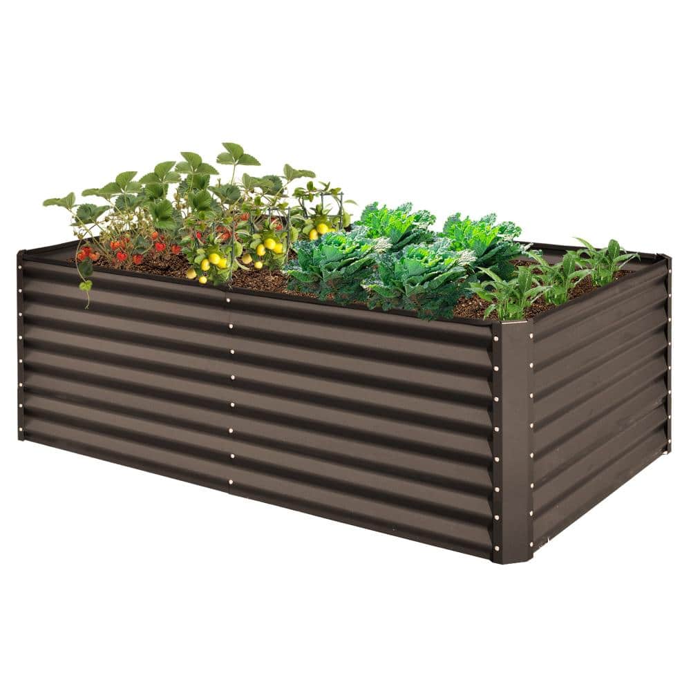 6 ft. x 3 ft. x 2 ft. Brown Galvanized Steel Raised Garden Bed with Support Rods, Large Metal Outdoor Planter Box price history on PriceWatchPro