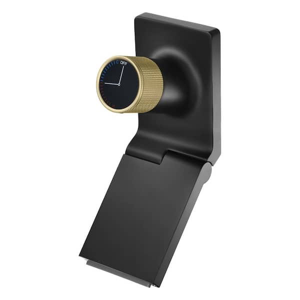 SUMERAIN 90° Folding Spout Single Handle Wall Mounted Bathroom Faucet with Valve in Black & Gold