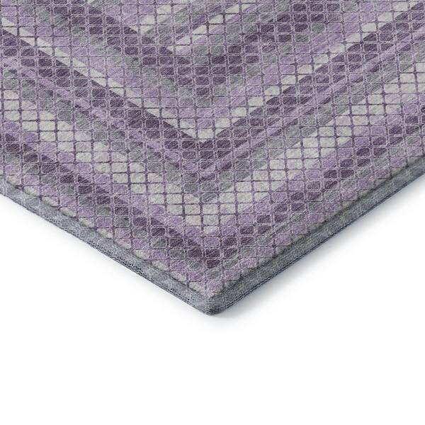 Mayfield Premium Machine Washable Abstract AMF2011 Lavender 2 ft. x 7 ft. Runner Rug