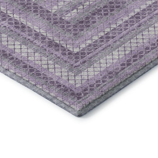 Mayfield Premium Machine Washable Abstract AMF2011 Lavender 5 ft. x 7 ft. 6 in. Area Rug