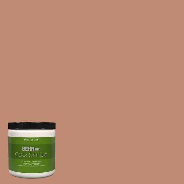 BEHR PREMIUM PLUS 8 oz. #230F-5 Suntan Glow Semi-Gloss Interior ...