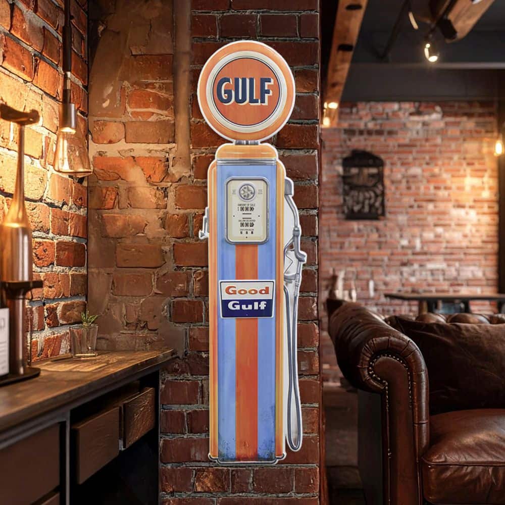 American Art Decor Gulf Oil Vintage Gas Pump Metal Sign-Retro