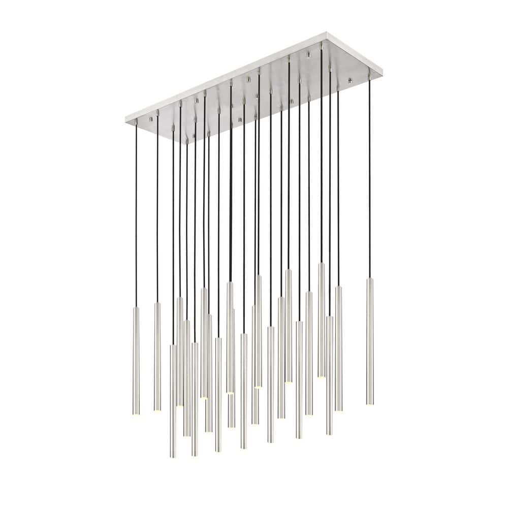 Forest 54 inch Brushed Nickel 23 Light Integrated LED Linear Chandelier