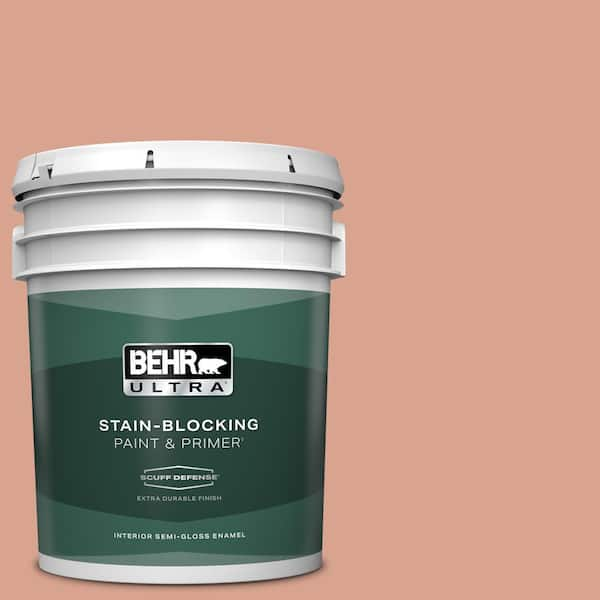 BEHR ULTRA 5 gal. Home Decorators Collection #HDC-CT-13 Apricotta Extra Durable Semi-Gloss Enamel Interior Paint & Primer