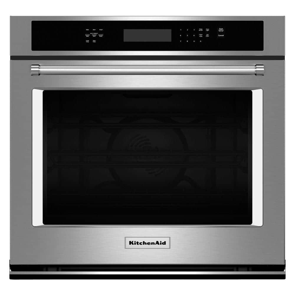 KitchenAid 27 in. Single Electric Wall Oven Self-Cleaning with Convection in Stainless Steel, Silver