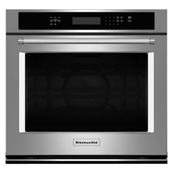 KitchenAid 27 in. Single Electric Wall Oven Self-Cleaning with Convection in Stainless Steel