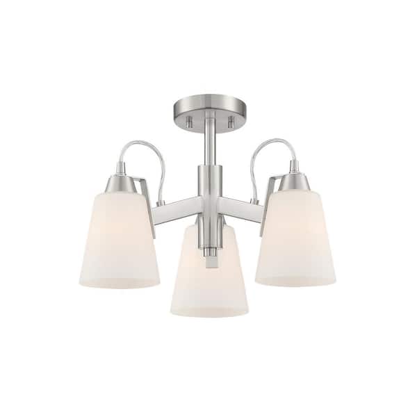 Minka Lavery Beckonridge 3-Light Brushed Nickel Flush Mount with Etched  Opal Glass Shades 3997-84 - The Home Depot
