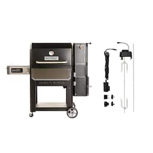 Gravity Series 1050 Digital Charcoal Grill & Smoker in Black + Grill Rotisserie Bundle