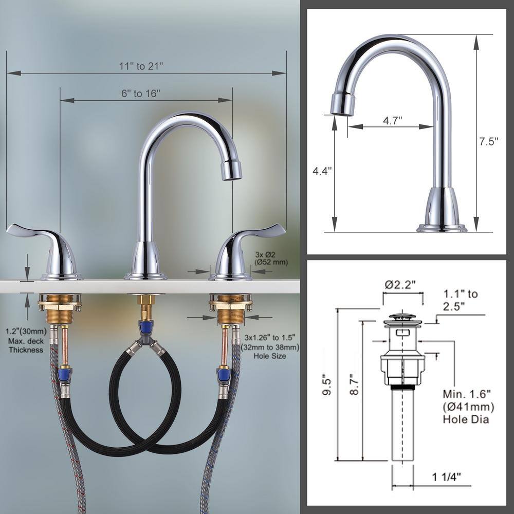 Polished Chrome 8 in. Widespread Double Handle Bathroom Faucet