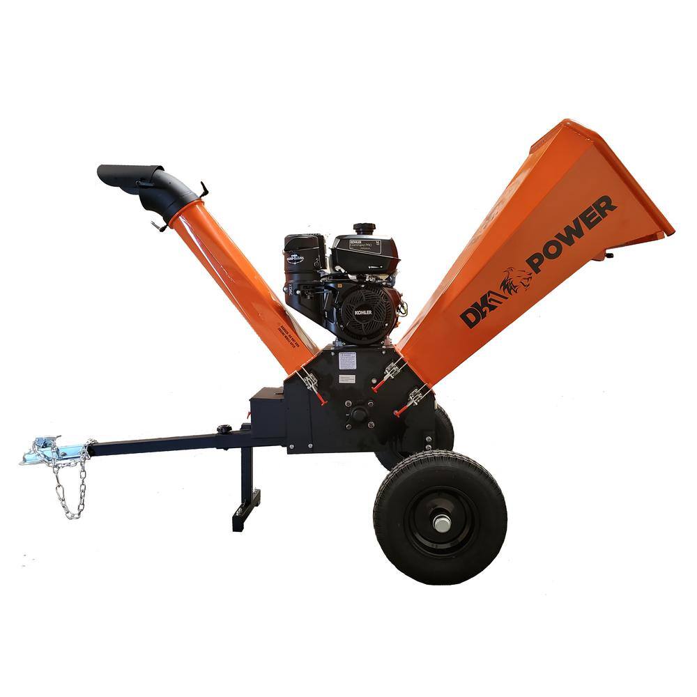 DK2 6 in. 14 HP Gas Powered Kohler Engine Certified Commercial Chipper Shredder with Extended Axles and Trailer Tow Hitch