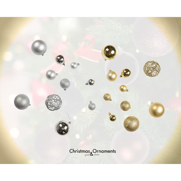 R N' D Toys 100 Shatterproof Christmas Ornaments - Christmas Ornaments For  Christmas Tree Decorative Balls -Gold and Silver RD-101 - The Home Depot