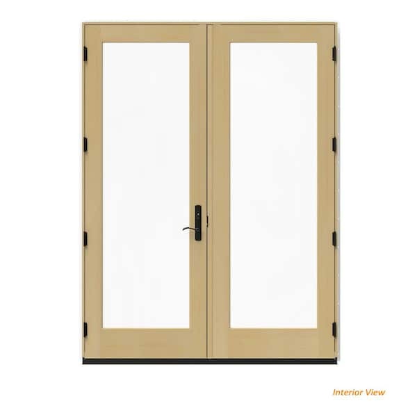 72 in. x 80 in. W-5500 White Clad Wood Right-Hand 15 Lite French Patio Door  w/Unfinished Interior