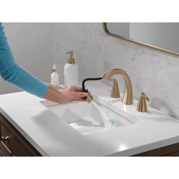 Arvo Gold Pull-Down Spout 8 in. Widespread Double Handle Bathroom Faucet Drain Included in Champagne Bronze