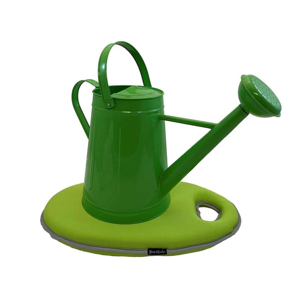 2.1 Gal. Green Traditional Watering Can with Green Memory Foam Kneeling Cus