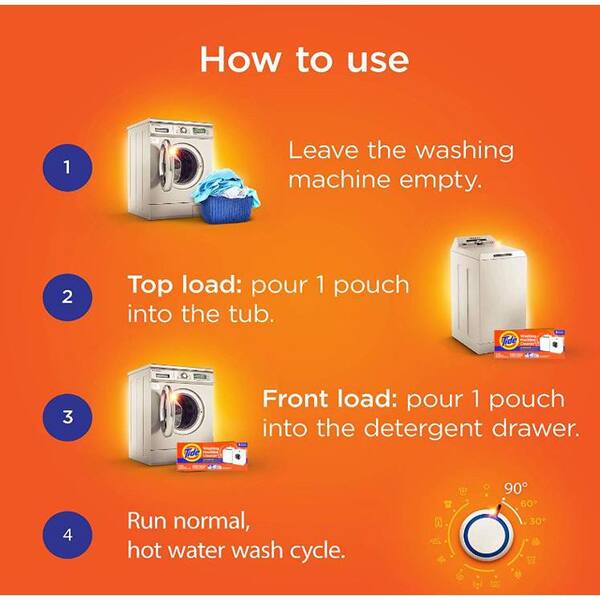 thumbnail interactive-video image 1 of Tide Washing Machine Cleaner Odor Remover - Fresh Scent Single Pouch 1 of 3